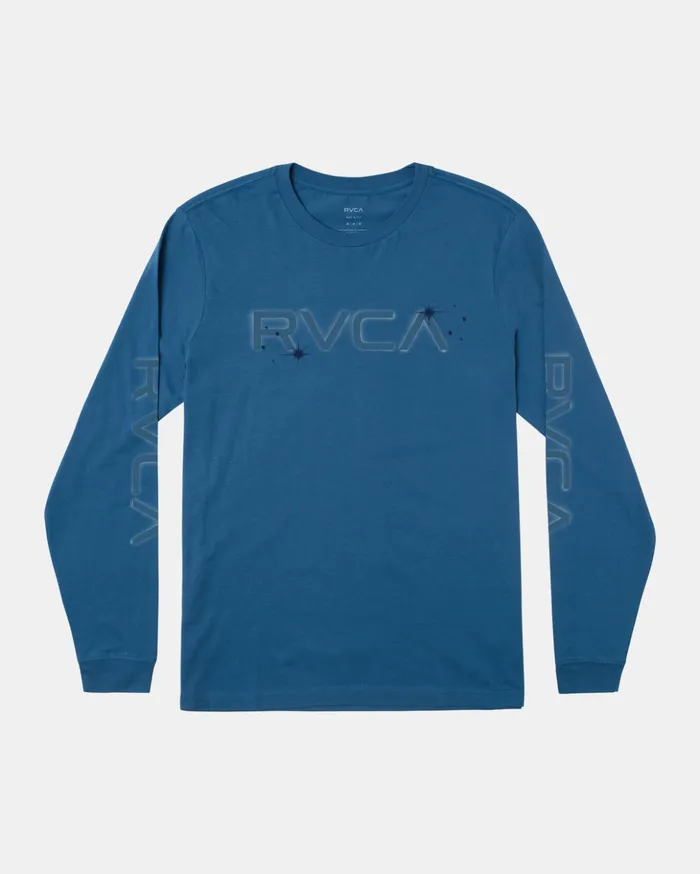 RVCA Tees Tanks Boy039s Big Airbrush Long Sleeve TShirt Cool Blue 8211 Boys