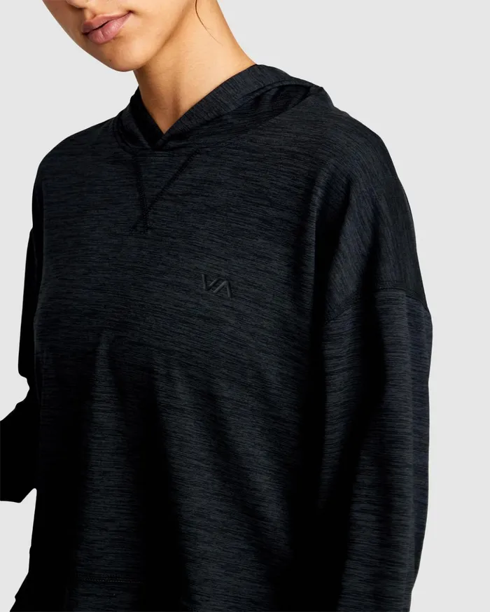 RVCA Tops CAble Cropped Workout Hoodie Black Heather 8211 Women