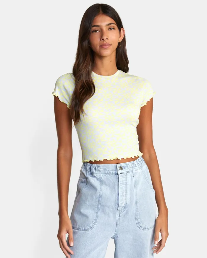RVCA Tops Classmate Crop Tee Lime Yellow 8211 Women