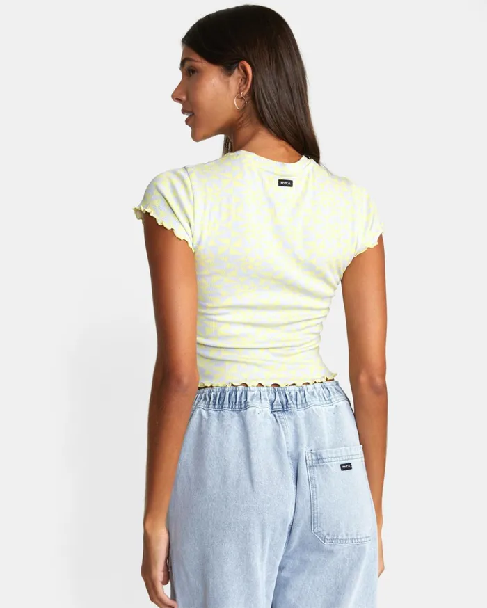 RVCA Tops Classmate Crop Tee Lime Yellow 8211 Women