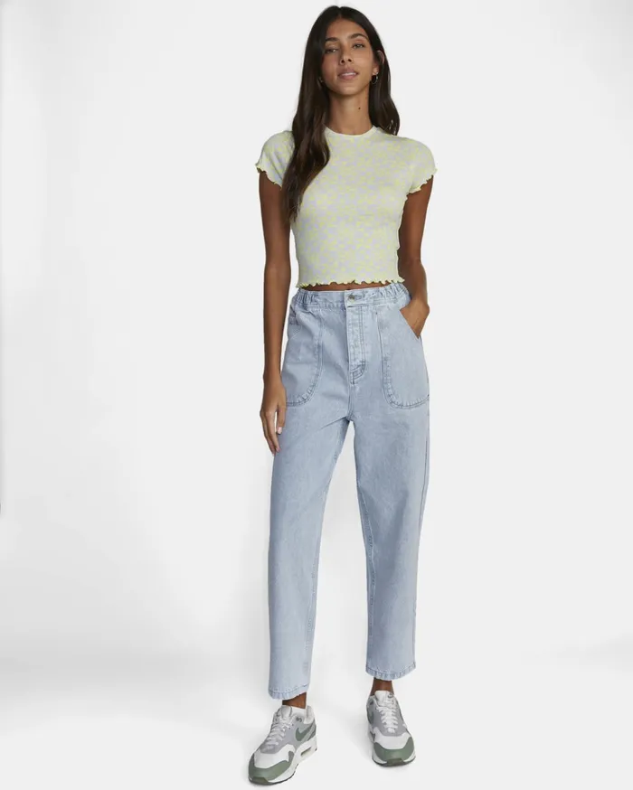 RVCA Tops Classmate Crop Tee Lime Yellow 8211 Women
