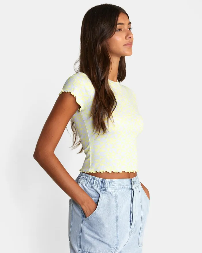 RVCA Tops Classmate Crop Tee Lime Yellow 8211 Women