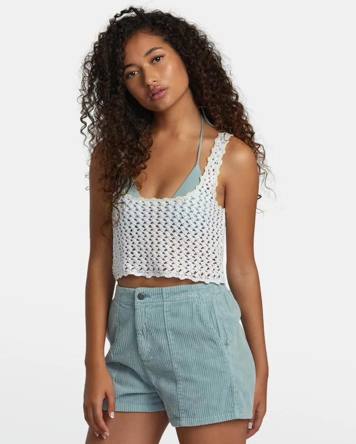 RVCA Tops Railed Crochet Crop Top Whisper White 8211 Women
