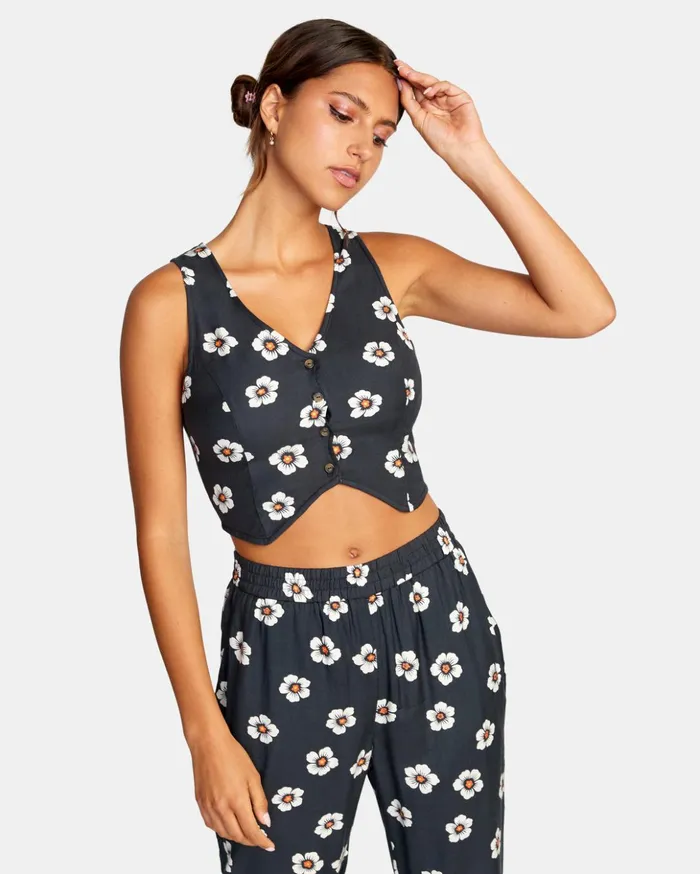 RVCA Tops Summer Love Vest Pirate Black 8211 Women