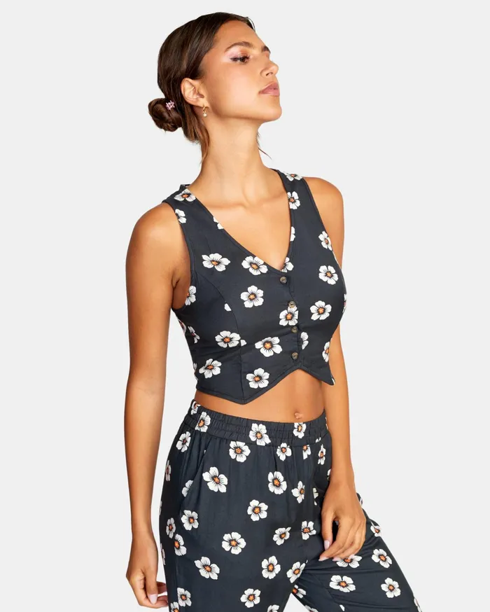 RVCA Tops Summer Love Vest Pirate Black 8211 Women