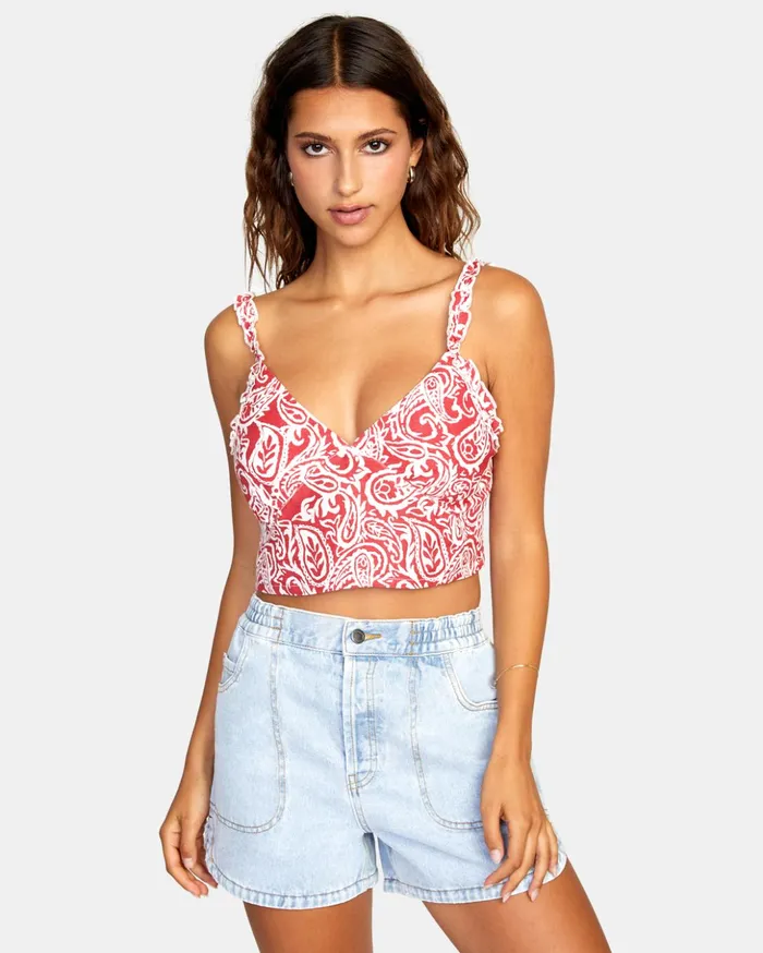 RVCA Tops Sweetheart Cropped Tank Top Red Earth 8211 Women
