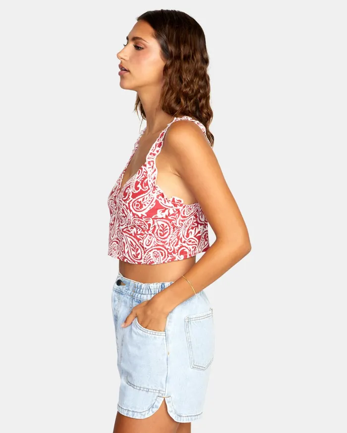 RVCA Tops Sweetheart Cropped Tank Top Red Earth 8211 Women