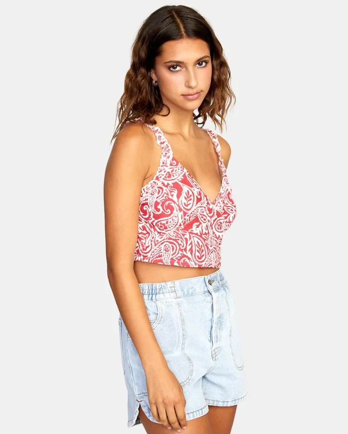 RVCA Tops Sweetheart Cropped Tank Top Red Earth 8211 Women