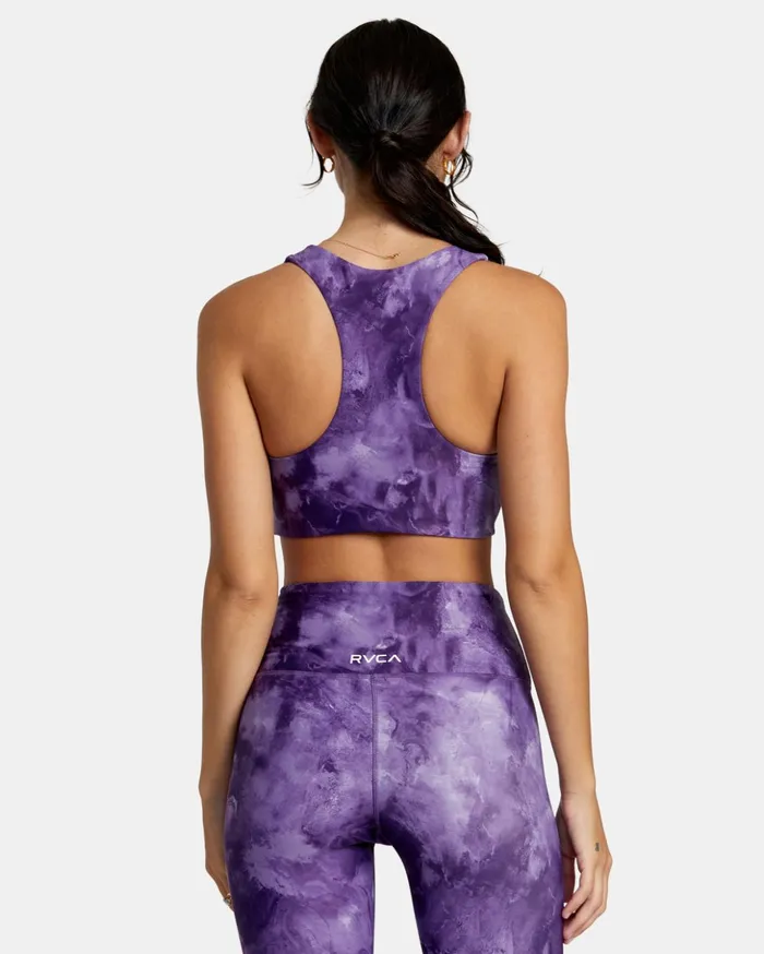 RVCA Tops VA Essential Mid Support Sports Bra Grape Tie Dye 8211 Women