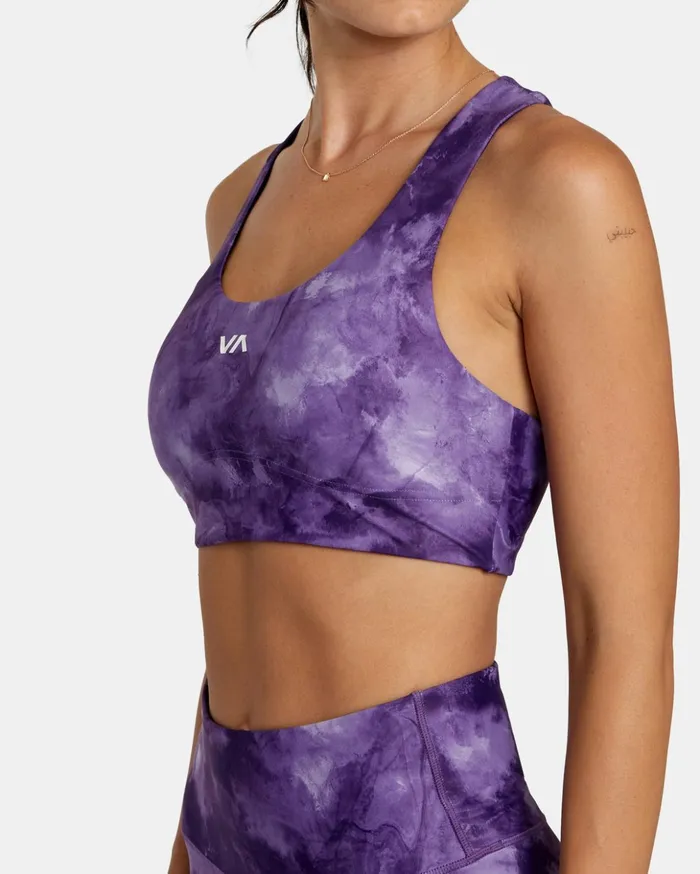 RVCA Tops VA Essential Mid Support Sports Bra Grape Tie Dye 8211 Women