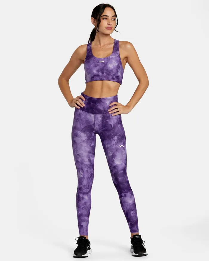 RVCA Tops VA Essential Mid Support Sports Bra Grape Tie Dye 8211 Women