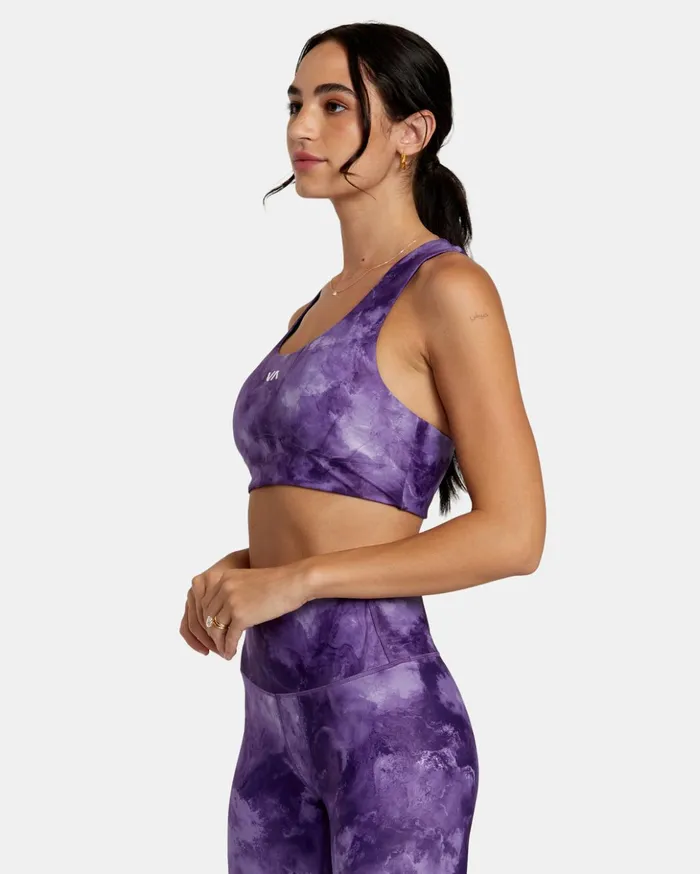 RVCA Tops VA Essential Mid Support Sports Bra Grape Tie Dye 8211 Women