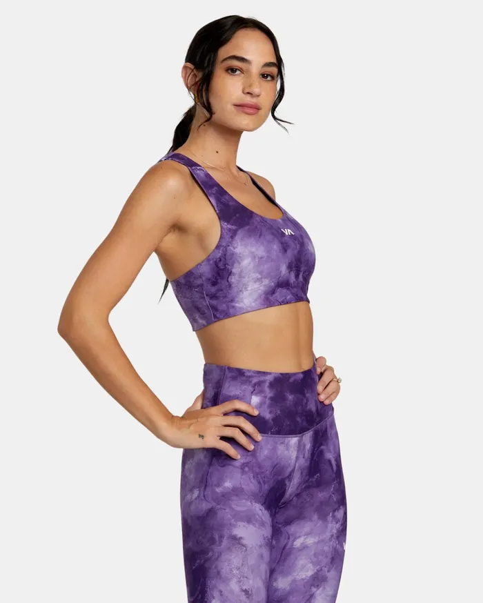 RVCA Tops VA Essential Mid Support Sports Bra Grape Tie Dye 8211 Women