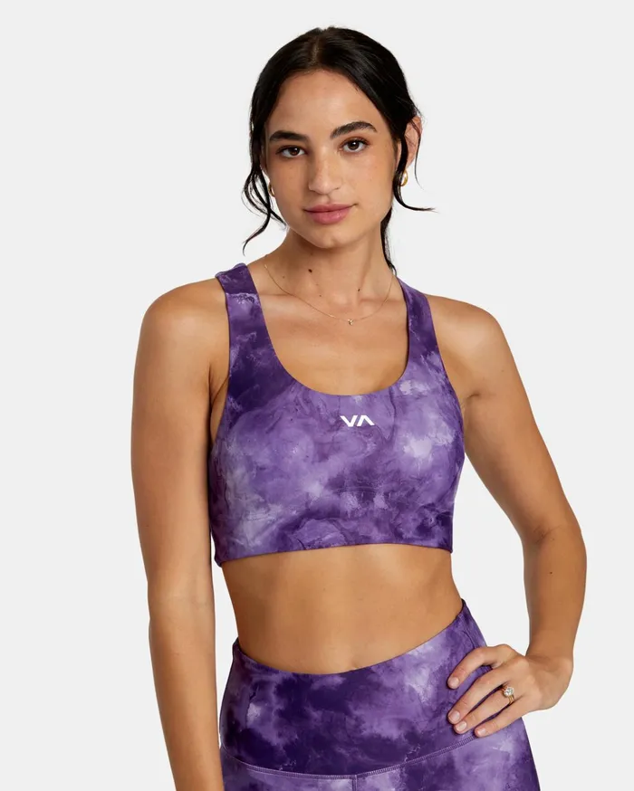 RVCA Tops VA Essential Mid Support Sports Bra Grape Tie Dye 8211 Women