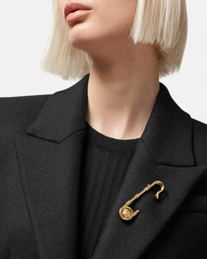 Safety Pin Brooch Light Gold Women Versace Brooches