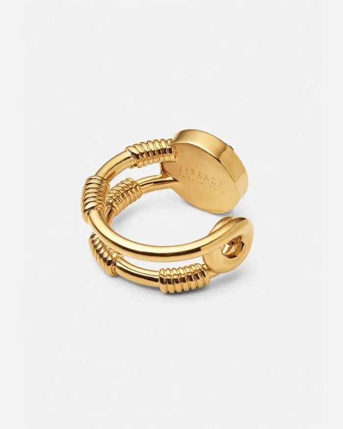 Safety Pin Ring Light Gold WomenMen Versace Rings