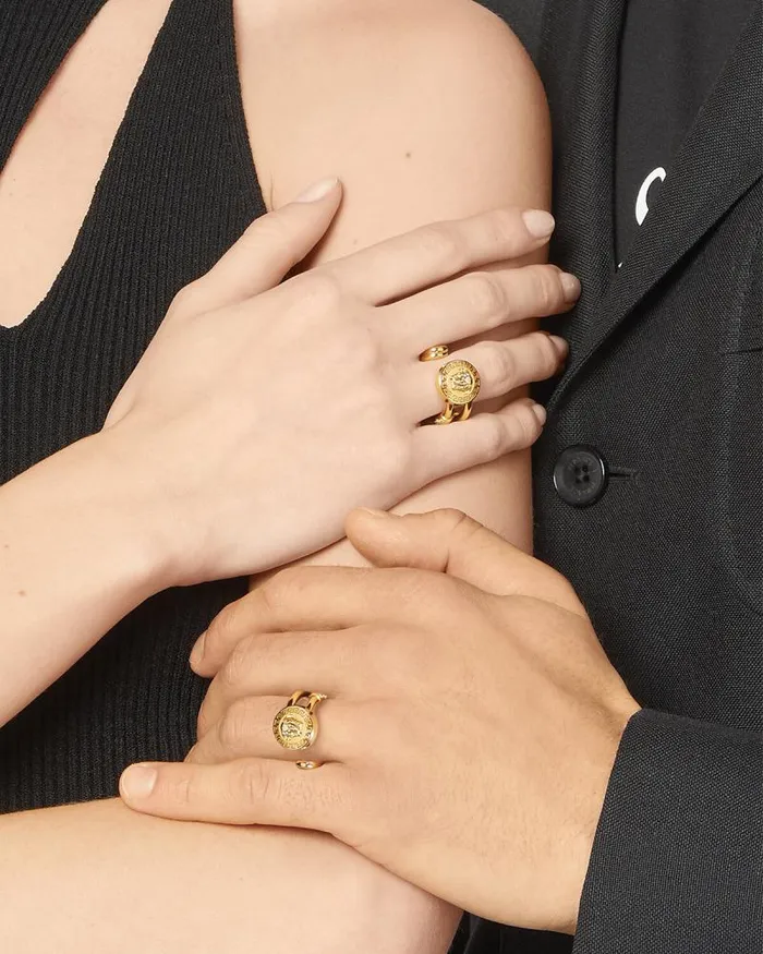 Safety Pin Ring Light Gold WomenMen Versace Rings