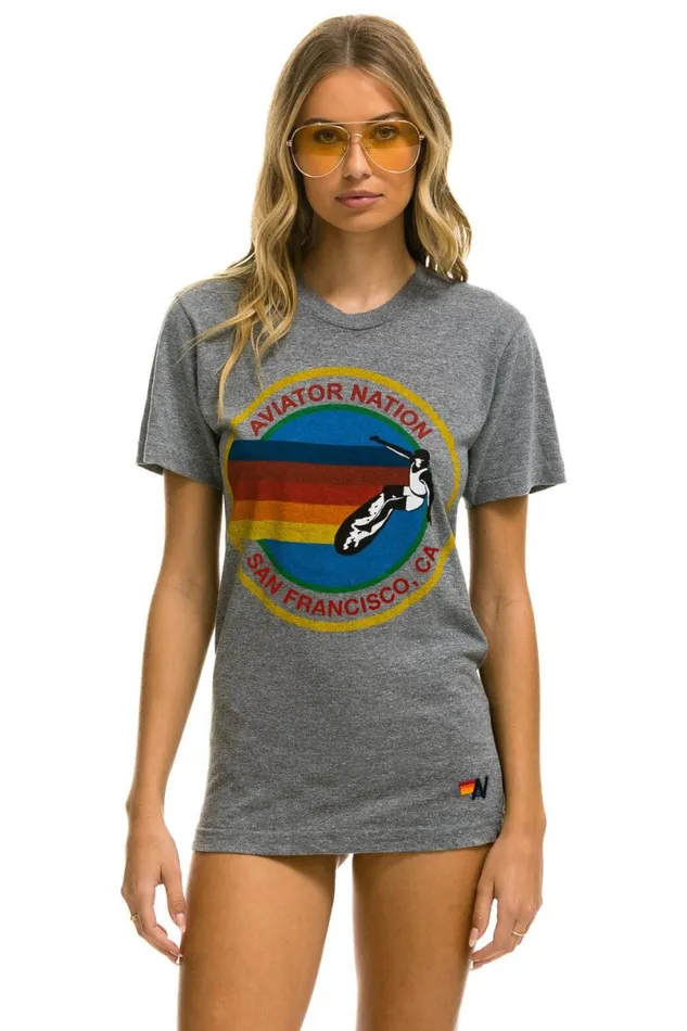 San Francisco Tee 8211 Heather Grey WomenMen Aviator Nation Tees