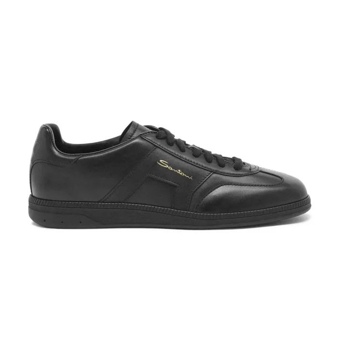 Santoni Black Leather Dbs Oly Sneaker Men Sneakers