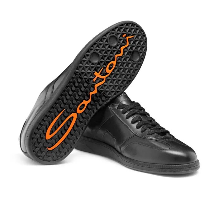 Santoni Black Leather Dbs Oly Sneaker Men Sneakers