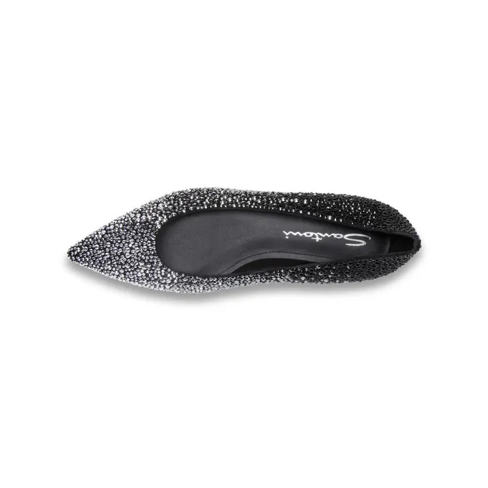 Santoni Black Suede And Strass Ballet Flat Women Flats Shoes