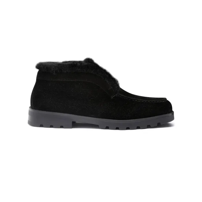 Santoni Black Suede Desert Boot With Fur Women Boots and Ankle Boots