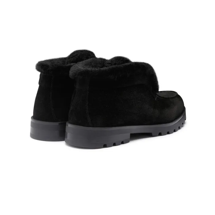 Santoni Black Suede Desert Boot With Fur Women Boots and Ankle Boots