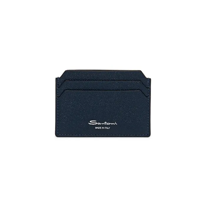 Santoni Blue Saffiano Leather Credit Card Holder MenWomen Small Leather Goods Santoni Blue Saffiano Leather Credit Card Holder MenWomen Small Leather Goods
