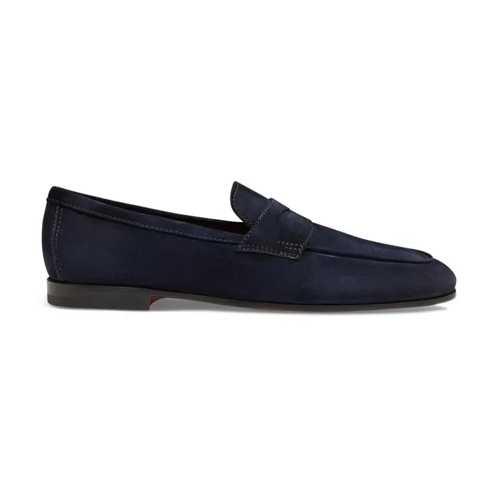 Santoni Blue Suede Carlo Loafer Men Loafers