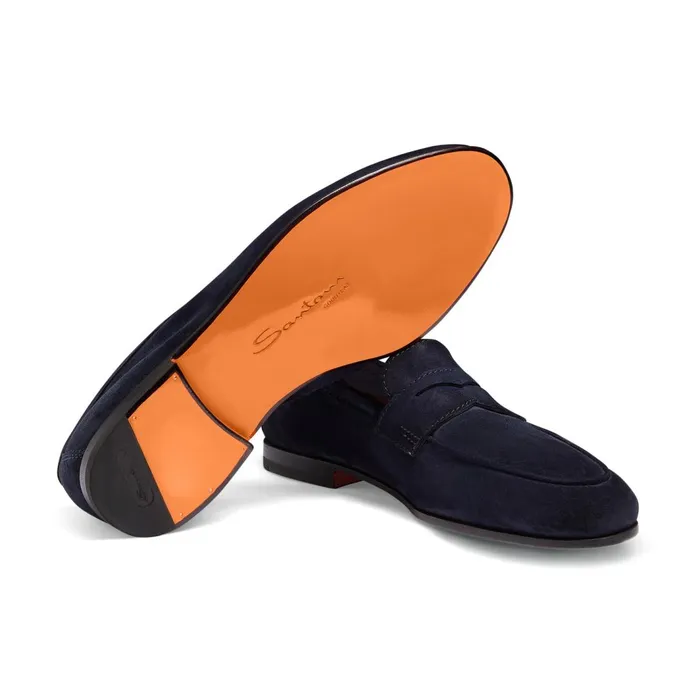 Santoni Blue Suede Carlo Loafer Men Loafers