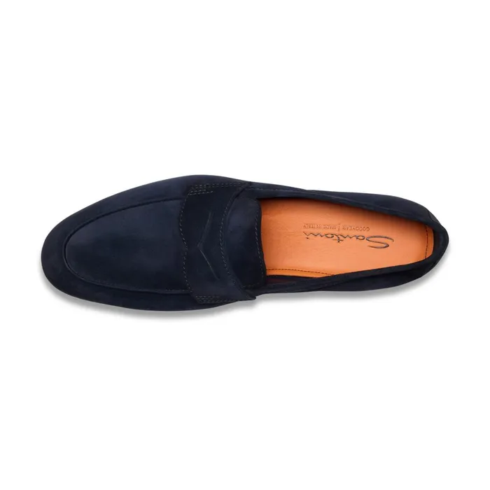 Santoni Blue Suede Carlo Loafer Men Loafers