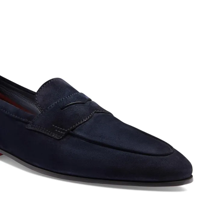 Santoni Blue Suede Carlo Loafer Men Loafers