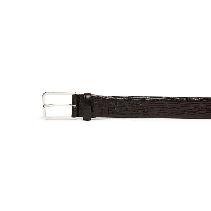 Santoni Brown Embossed Leather Adjustable Belt Men Belts