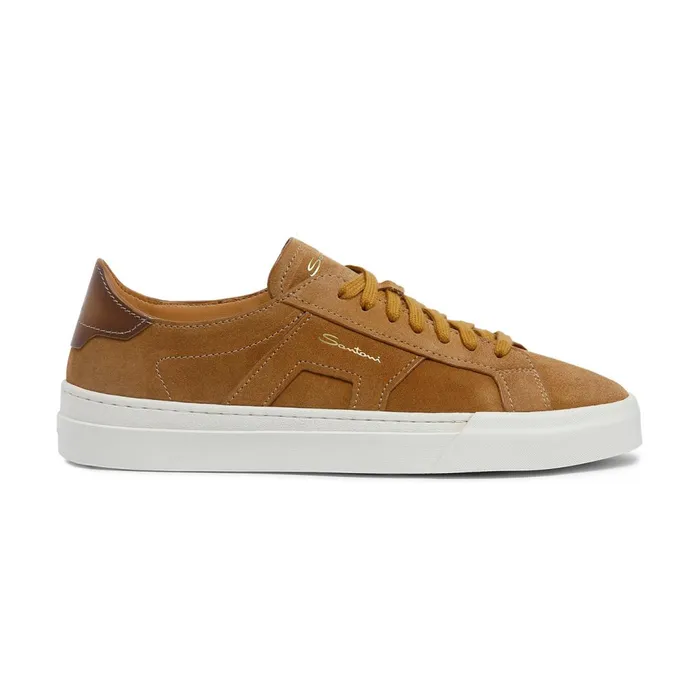 Santoni Brown Suede Double Buckle Sneaker Men Sneakers