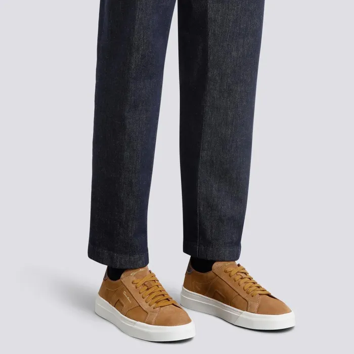 Santoni Brown Suede Double Buckle Sneaker Men Sneakers