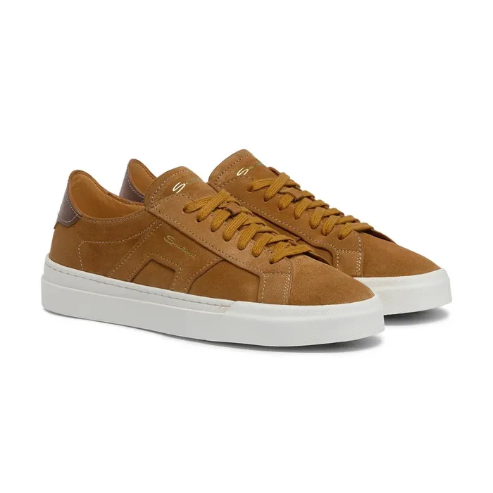 Santoni Brown Suede Double Buckle Sneaker Men Sneakers