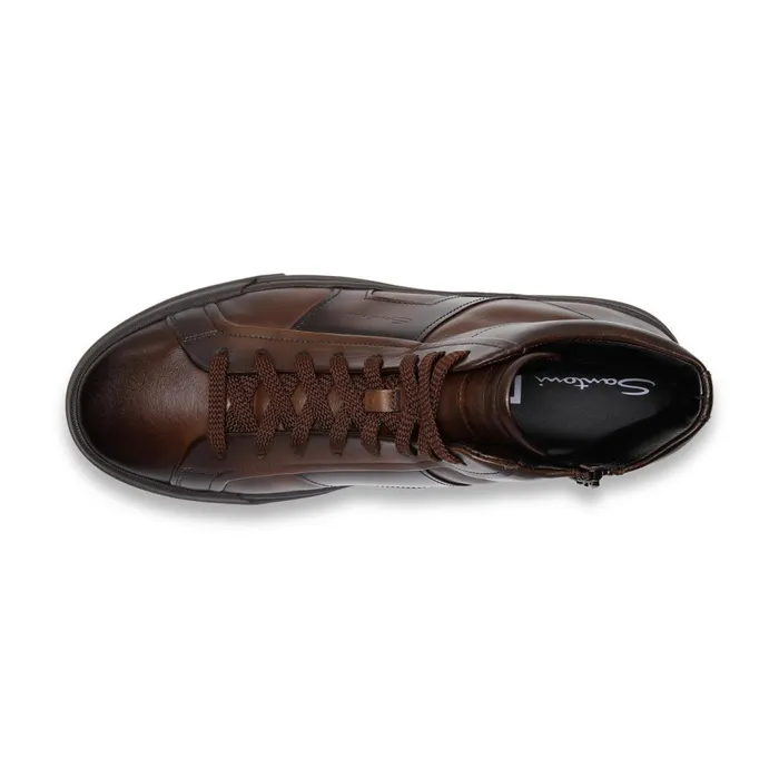 Santoni Dark Brown Leather Double Buckle Sneaker Men Sneakers