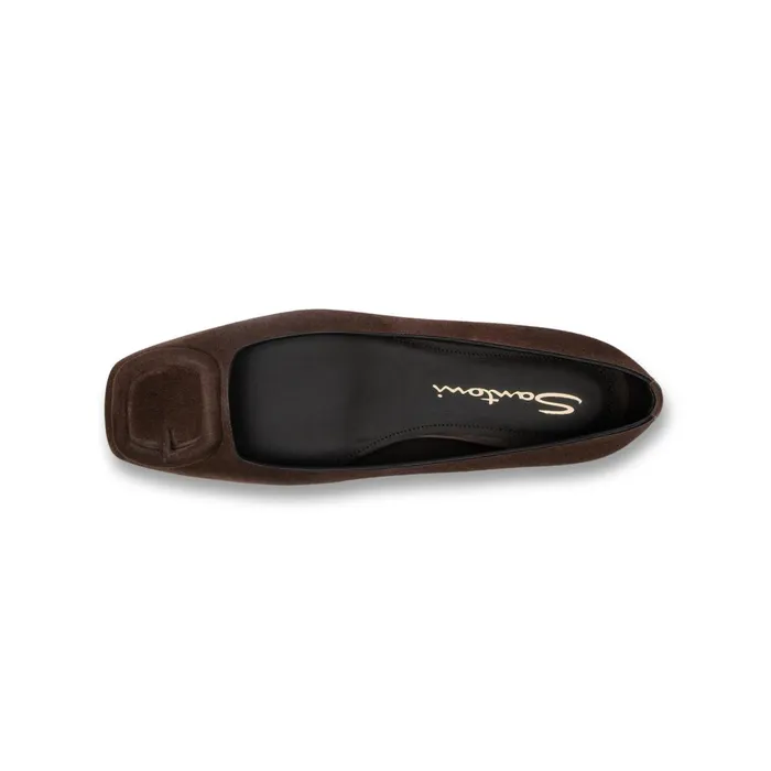 Santoni Dark Brown Suede Ballet Flat Women Flats Shoes