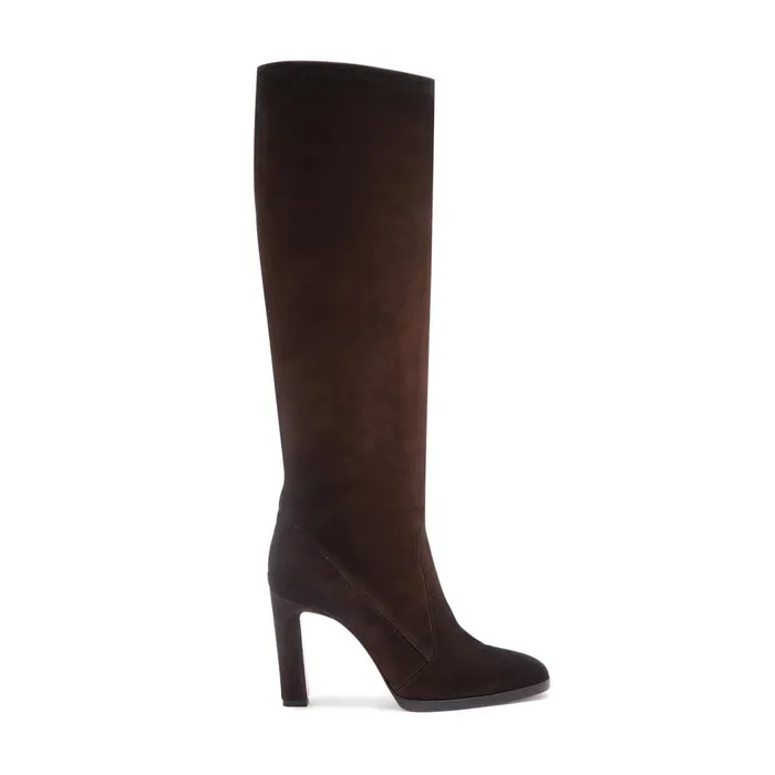 Santoni Dark Brown Suede HighHeel Boot Women Boots and Ankle Boots