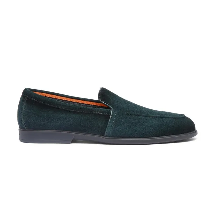 Santoni Dark Green Suede Loafer Men Loafers