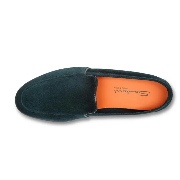 Santoni Dark Green Suede Loafer Men Loafers