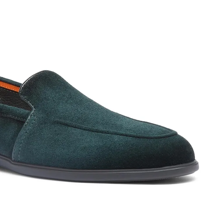 Santoni Dark Green Suede Loafer Men Loafers