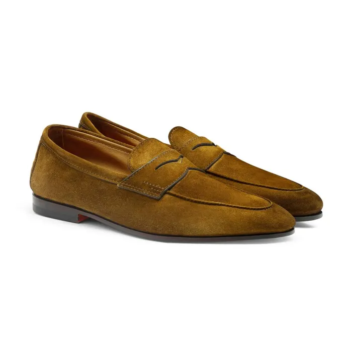 Santoni Green Suede Carlo Loafer Men Loafers