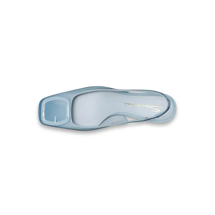 Santoni Light Blue Patent Leather MidHeel Slingback Women Pumps and Heels