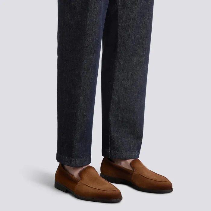 Santoni Light Brown Suede Loafer Men Loafers