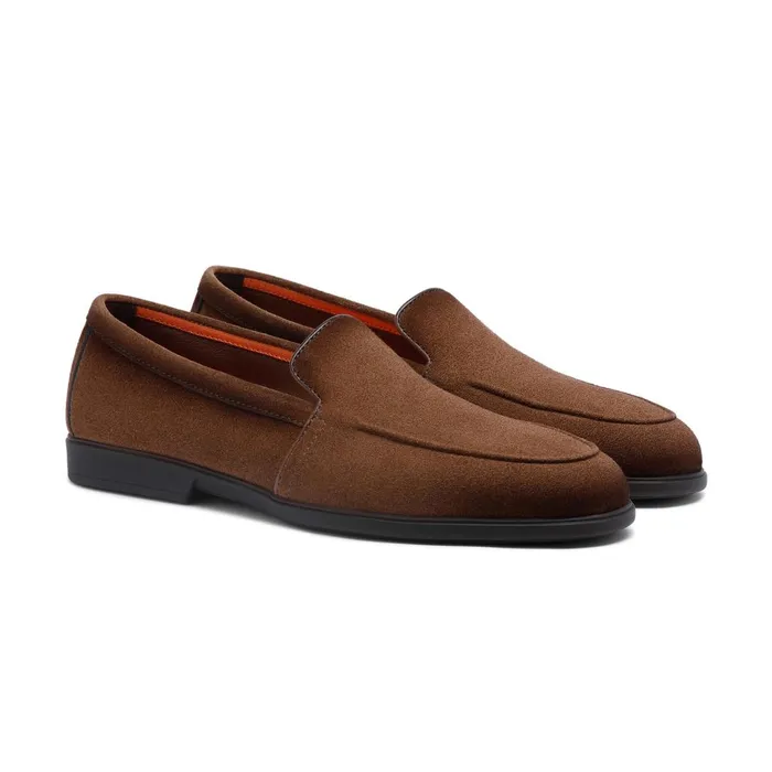 Santoni Light Brown Suede Loafer Men Loafers