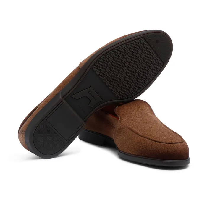 Santoni Light Brown Suede Loafer Men Loafers