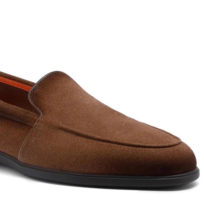Santoni Light Brown Suede Loafer Men Loafers