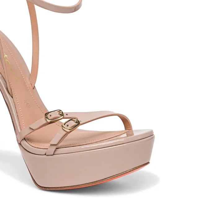 Santoni Pink Patent Leather HighHeel Sandal Women Sandals