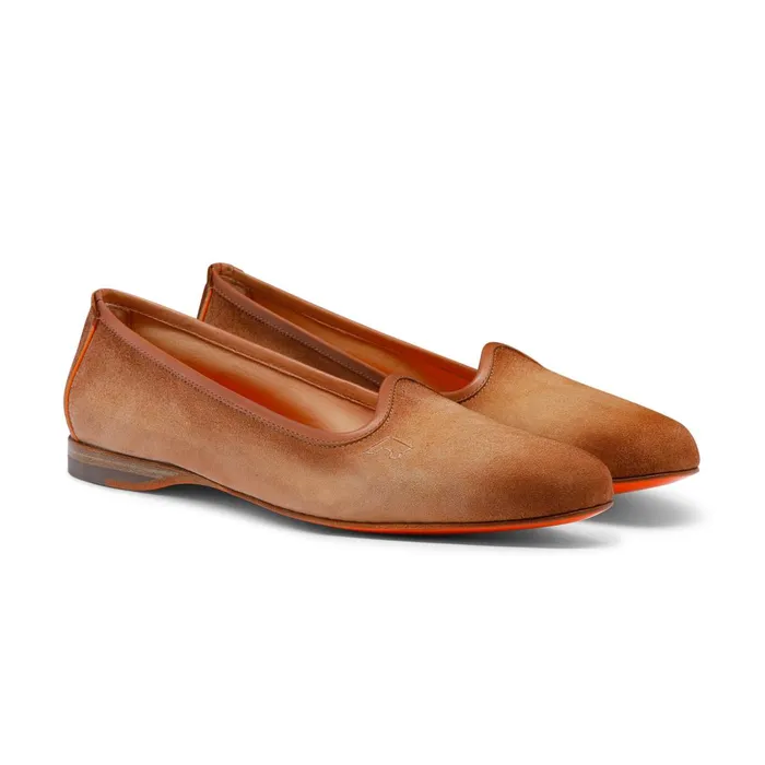 Santoni Pink Suede Loafer Women Loafers